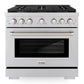 ZLINE Appliance Package - 36" Gas Range, Range Hood, Refrigerator, Microwave Drawer, Dishwasher and Beverage Fridge, 6KPR-SGRRH36-MWDWV-RBV