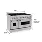ZLINE 48" 6.0 cu. ft. Legacy Dual Fuel Range with 7 Burner Gas Cooktop and 2 Electric Ovens in Satin Stainless Steel, RAS-SN-48