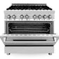ZLINE Appliance Package - 36 in. Dual Fuel Range, Range Hood, 3 Rack Dishwasher, Refrigerator, 4KPR-RARH36-DWV