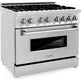 ZLINE Kitchen and Bath Appliance Package - 36 in. Dual Fuel Range, 36 in. Range Hood, 2KP-RARH36