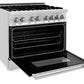 ZLINE Appliance Package - 36" Dual Fuel Range, Range Hood, Refrigerator, Microwave Drawer, Dishwasher and Beverage Fridge, 6KPR-RARH36-MWDWV-RBV