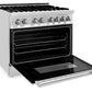 ZLINE Appliance Package - 36" Dual Fuel Range, Range Hood, Microwave Drawer, Dishwasher and Beverage Fridge, 5KP-RARH36-MWDWV-RBV