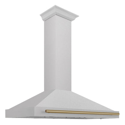 ZLINE Autograph 48" Convertible Satin Stainless Steel Wall Mount Range Hood with Champagne Bronze Handle, KB4SNZ-48-CB