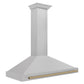 ZLINE Autograph 48" Convertible Satin Stainless Steel Wall Mount Range Hood with Champagne Bronze Handle, KB4SNZ-48-CB