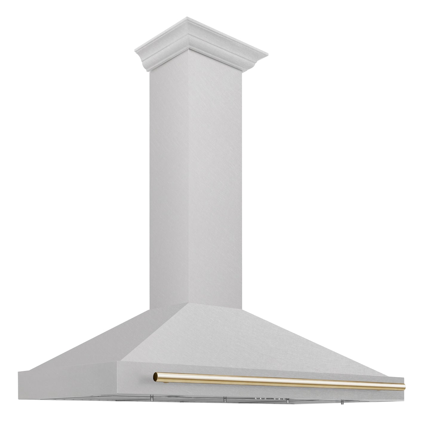 ZLINE Autograph 48" Convertible Satin Stainless Steel Wall Mount Range Hood with Polished Gold Handle, KB4SNZ-48-G