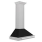 ZLINE 30" Convertible Satin Stainless Steel Wall Mount Range Hood with Black Matte Shell and Stainless Steel Handle, KB4SNX-BLM-30