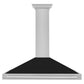ZLINE 48" Convertible Satin Stainless Steel Wall Mount Range Hood with Black Matte Shell and Stainless Steel Handle, KB4SNX-BLM-48