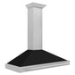 ZLINE 48" Convertible Satin Stainless Steel Wall Mount Range Hood with Black Matte Shell and Stainless Steel Handle, KB4SNX-BLM-48