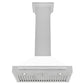 ZLINE 30" Convertible Satin Stainless Steel Wall Mount Range Hood with White Matte Shell and Stainless Steel Handle, KB4SNX-WM-30