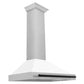 ZLINE Autograph 36" Convertible Satin Stainless Steel Wall Mount Range Hood with White Matte Shell and Matte Black Handle, KB4SNZ-WM36-MB