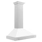 ZLINE 36" Convertible Satin Stainless Steel Wall Mount Range Hood with White Matte Shell and Stainless Steel Handle, KB4SNX-WM-36