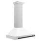 ZLINE Autograph 36" Convertible Satin Stainless Steel Wall Mount Range Hood with White Matte Shell and Matte Black Handle, KB4SNZ-WM36-MB