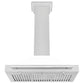 ZLINE 36" Convertible Satin Stainless Steel Wall Mount Range Hood with White Matte Shell and Stainless Steel Handle, KB4SNX-WM-36