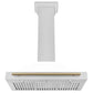 ZLINE Autograph 36" Convertible Satin Stainless Steel Wall Mount Range Hood with White Matte Shell and Champagne Bronze Handle, KB4SNZ-WM36-CB