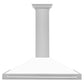 ZLINE 48" Convertible Satin Stainless Steel Wall Mount Range Hood with White Matte Shell and Stainless Steel Handle, KB4SNX-WM-48
