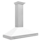 ZLINE 48" Convertible Satin Stainless Steel Wall Mount Range Hood with White Matte Shell and Stainless Steel Handle, KB4SNX-WM-48