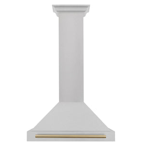 ZLINE Autograph 30" Convertible Satin Stainless Steel Wall Mount Range Hood with Champagne Bronze Handle, KB4SNZ-30-CB