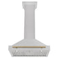 ZLINE Autograph 30" Convertible Satin Stainless Steel Wall Mount Range Hood with Champagne Bronze Handle, KB4SNZ-30-CB