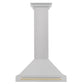 ZLINE Autograph 30" Convertible Satin Stainless Steel Wall Mount Range Hood with Polished Gold Handle, KB4SNZ-30-G