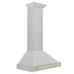 ZLINE Autograph 30" Convertible Satin Stainless Steel Wall Mount Range Hood with Polished Gold Handle, KB4SNZ-30-G