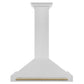ZLINE Autograph 36" Convertible Satin Stainless Steel Wall Mount Range Hood with Champagne Bronze Handle, KB4SNZ-36-CB