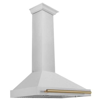 ZLINE Autograph 36" Convertible Satin Stainless Steel Wall Mount Range Hood with Champagne Bronze Handle, KB4SNZ-36-CB