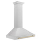 ZLINE Autograph 36" Convertible Satin Stainless Steel Wall Mount Range Hood with Polished Gold Handle, KB4SNZ-36-G