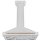ZLINE Autograph 36" Convertible Satin Stainless Steel Wall Mount Range Hood with Polished Gold Handle, KB4SNZ-36-G