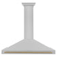 ZLINE Autograph 48" Convertible Satin Stainless Steel Wall Mount Range Hood with Champagne Bronze Handle, KB4SNZ-48-CB
