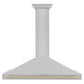 ZLINE Autograph 48" Convertible Satin Stainless Steel Wall Mount Range Hood with Polished Gold Handle, KB4SNZ-48-G