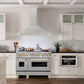 ZLINE Autograph 48" Convertible Satin Stainless Steel Wall Mount Range Hood with Polished Gold Handle, KB4SNZ-48-G