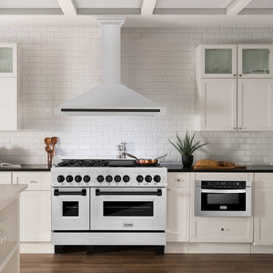 ZLINE Autograph 48" Convertible Satin Stainless Steel Wall Mount Range Hood with Matte Black Handle, KB4SNZ-48-MB