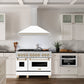 ZLINE Autograph 48" Convertible Satin Stainless Steel Wall Mount Range Hood with White Matte Shell and Polished Gold Handle, KB4SNZ-WM48-G