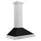 ZLINE 48" Range Hood in Stainless Steel with Black Matte Shell and Stainless Steel Handle, KB4STX-BLM-48