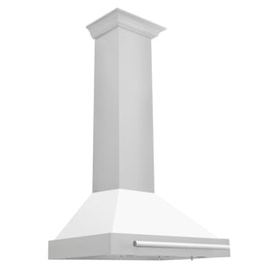 ZLINE 30 Inch Stainless Steel Range Hood with White Matte Shell and Stainless Steel Handle, KB4STX-WM-30
