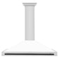 ZLINE 48 Inch Autograph Edition Stainless Steel Range Hood with a White Matte Shell and Matte Black Handle, KB4STZ-WM48-MB