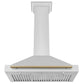 ZLINE 36 Inch Autograph Edition Stainless Steel Range Hood with Champagne Bronze Handle, KB4STZ-36-CB