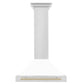 ZLINE 30 Inch Autograph Edition Stainless Steel Range Hood with White Matte Shell and Gold Handle, KB4STZ-WM30-G