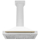 ZLINE 36 Inch Autograph Edition Stainless Steel Range Hood with White Matte Shell and Champagne Bronze Handle, KB4STZ-WM36-CB