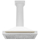 ZLINE 36 Inch Autograph Edition Stainless Steel Range Hood with a Matte White Shell and Gold Handle, KB4STZ-WM36-G
