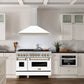 ZLINE Autograph 48" Convertible Satin Stainless Steel Wall Mount Range Hood with White Matte Shell and Champagne Bronze Handle, KB4SNZ-WM48-CB