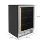 ZLINE Autograph 24" Monument 154 Can Beverage Fridge in Stainless Steel with Gold Accents, RBVZ-US-24-G