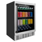 ZLINE Autograph 24" Monument 154 Can Beverage Fridge in Stainless Steel with Black Accents, RBVZ-US-24-MB
