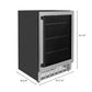 ZLINE Autograph 24" Monument 154 Can Beverage Fridge in Stainless Steel with Black Accents, RBVZ-US-24-MB