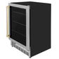 ZLINE Autograph 24" Monument 154 Can Beverage Fridge in Stainless Steel with Champagne Bronze Accents, RBVZ-US-24-CB