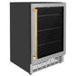 ZLINE Autograph 24" Monument 154 Can Beverage Fridge in Stainless Steel with Gold Accents, RBVZ-US-24-G