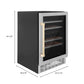 ZLINE Autograph 24" Monument Dual Zone 44-Bottle Wine Cooler in Stainless Steel with Gold Accents, RWVZ-UD-24-G