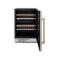 ZLINE Autograph 24" Monument Dual Zone 44-Bottle Wine Cooler in Stainless Steel with Champagne Bronze Accents, RWVZ-UD-24-CB