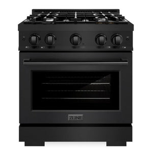 ZLINE 30" 4.2 cu. ft. Select Dual Fuel Range with 4 Burners in Black Stainless Steel, HDRB-30