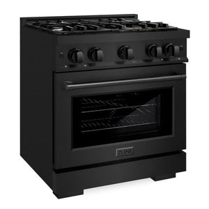 ZLINE 30" 4.2 cu. ft. Select Dual Fuel Range with 4 Burners in Black Stainless Steel, HDRB-30